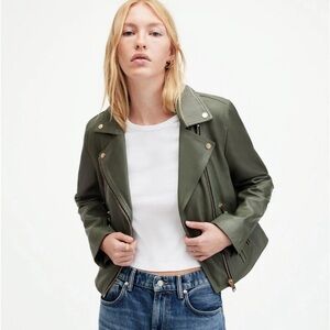 Olive green moto-style jacket